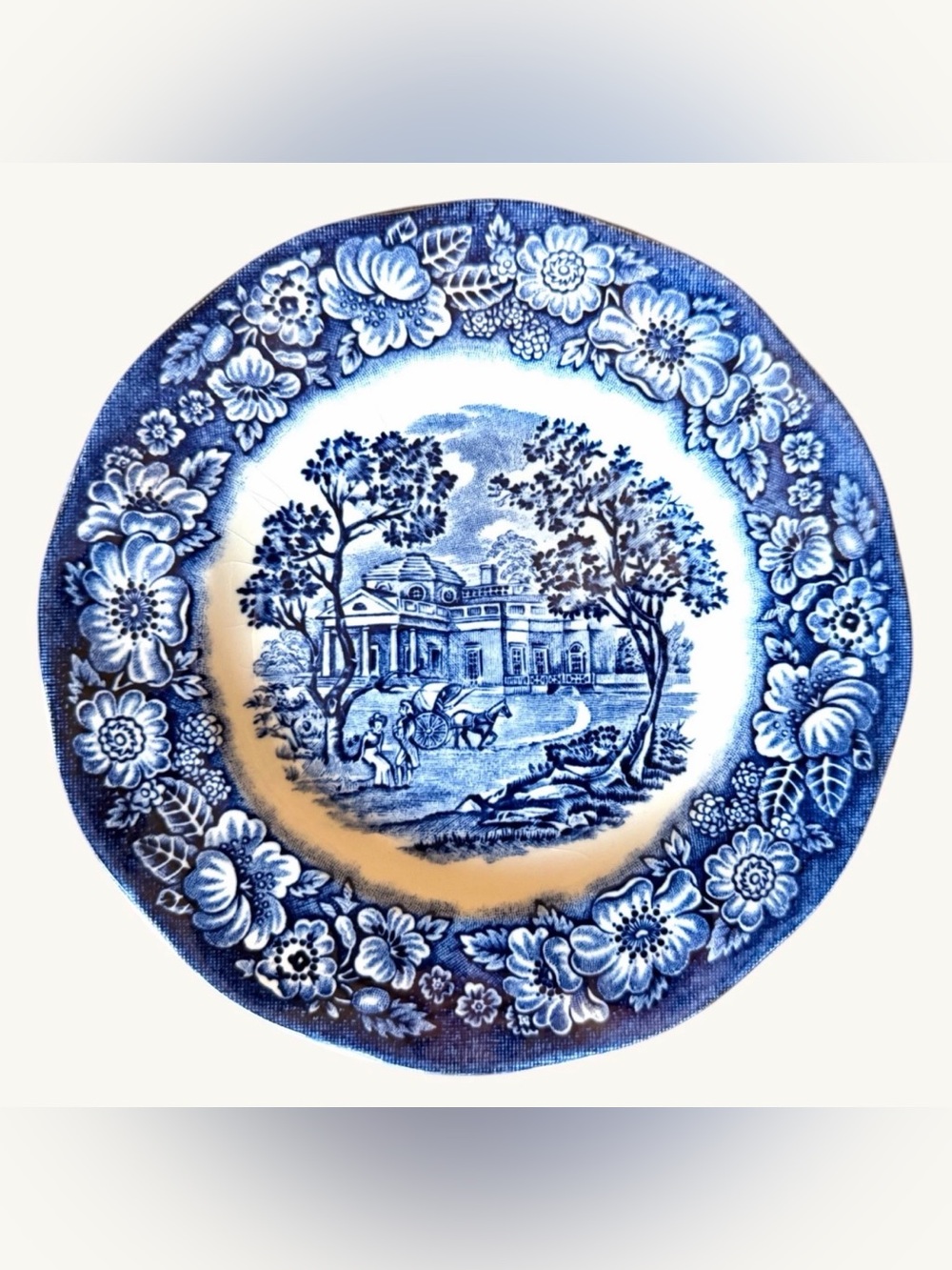 Staffordshire Liberty Blue Monticello Bread Plate 6” England Vintage